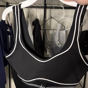 ALO Yoga Black Sports Bra with White Accents